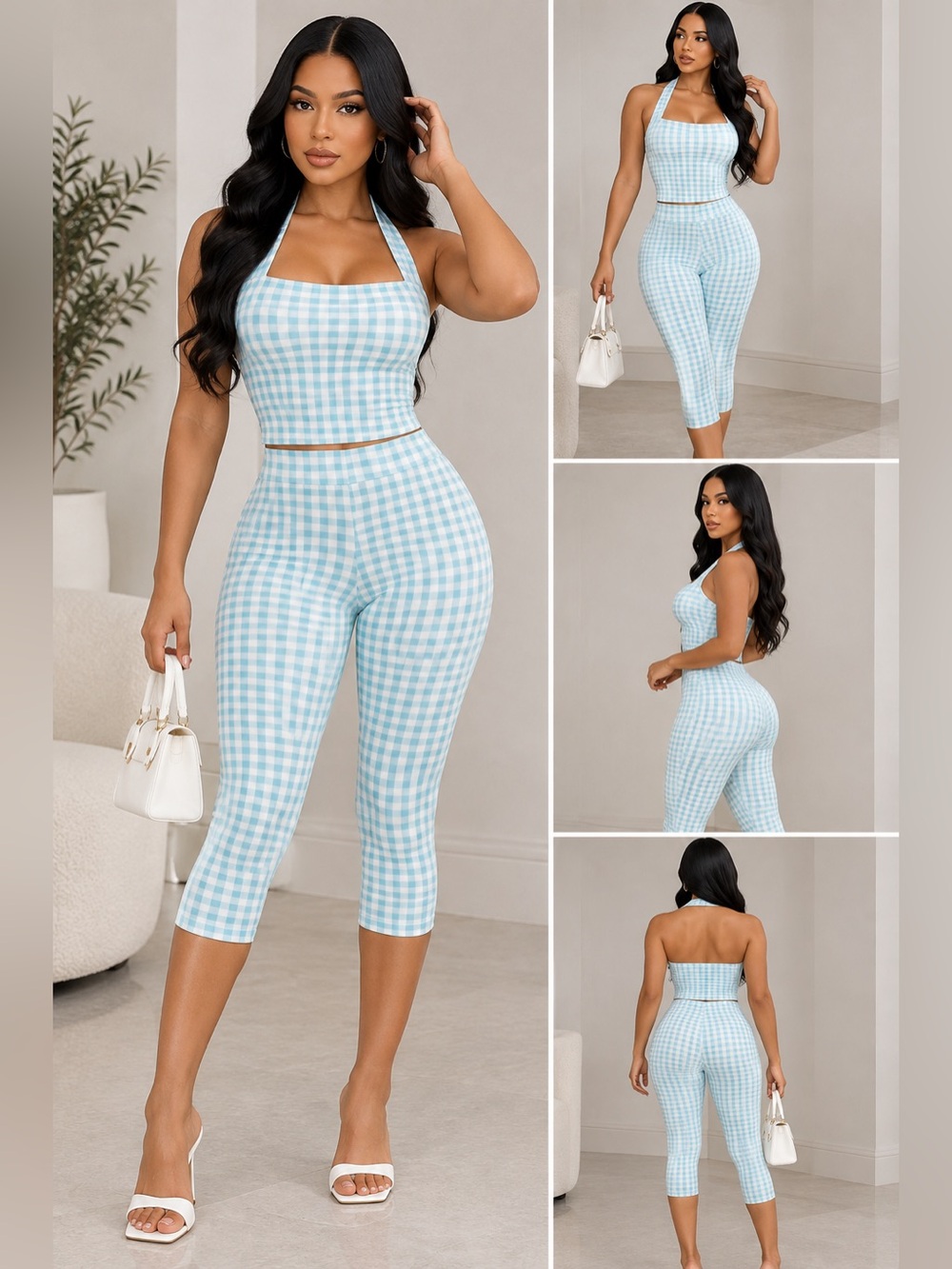 Gingham Capri Set
